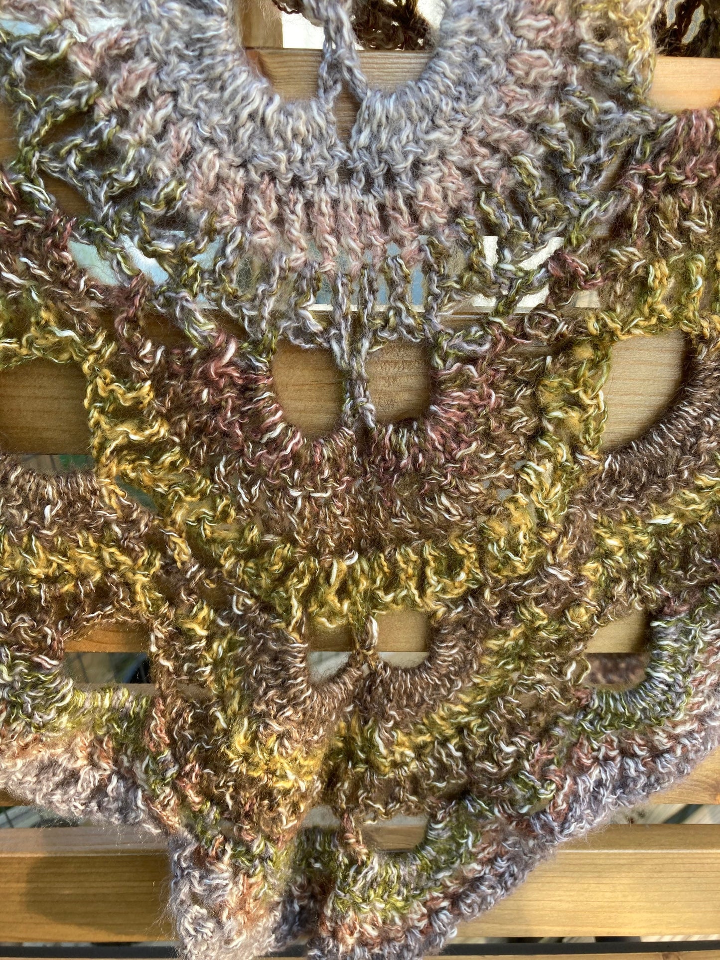 Hand Crocheted Autumn Peaceful Earth Virus Shawl