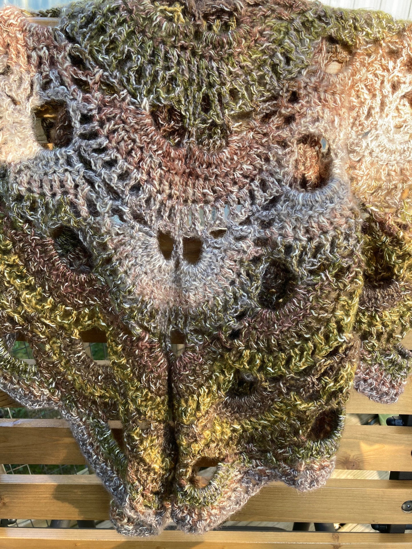 Hand Crocheted Autumn Peaceful Earth Virus Shawl