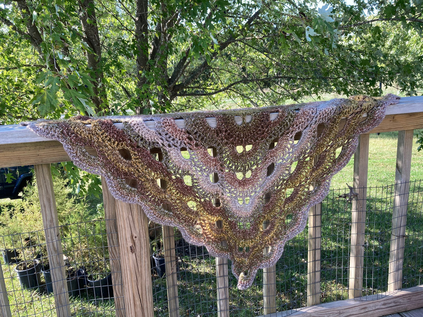 Hand Crocheted Autumn Peaceful Earth Virus Shawl