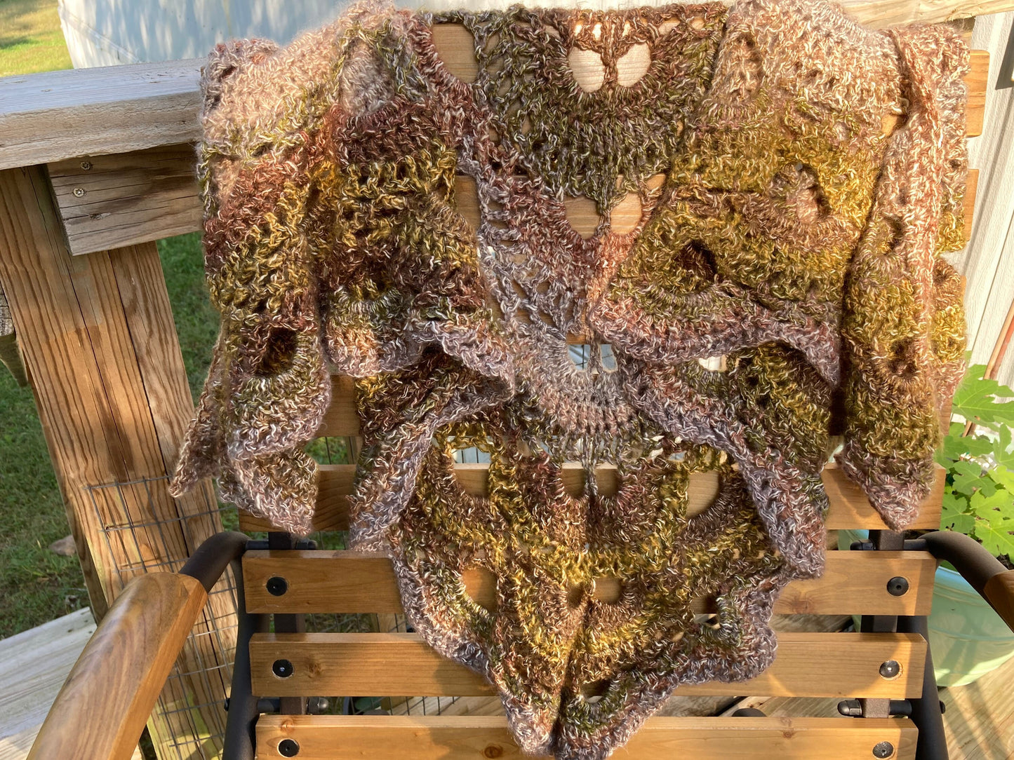 Hand Crocheted Autumn Peaceful Earth Virus Shawl