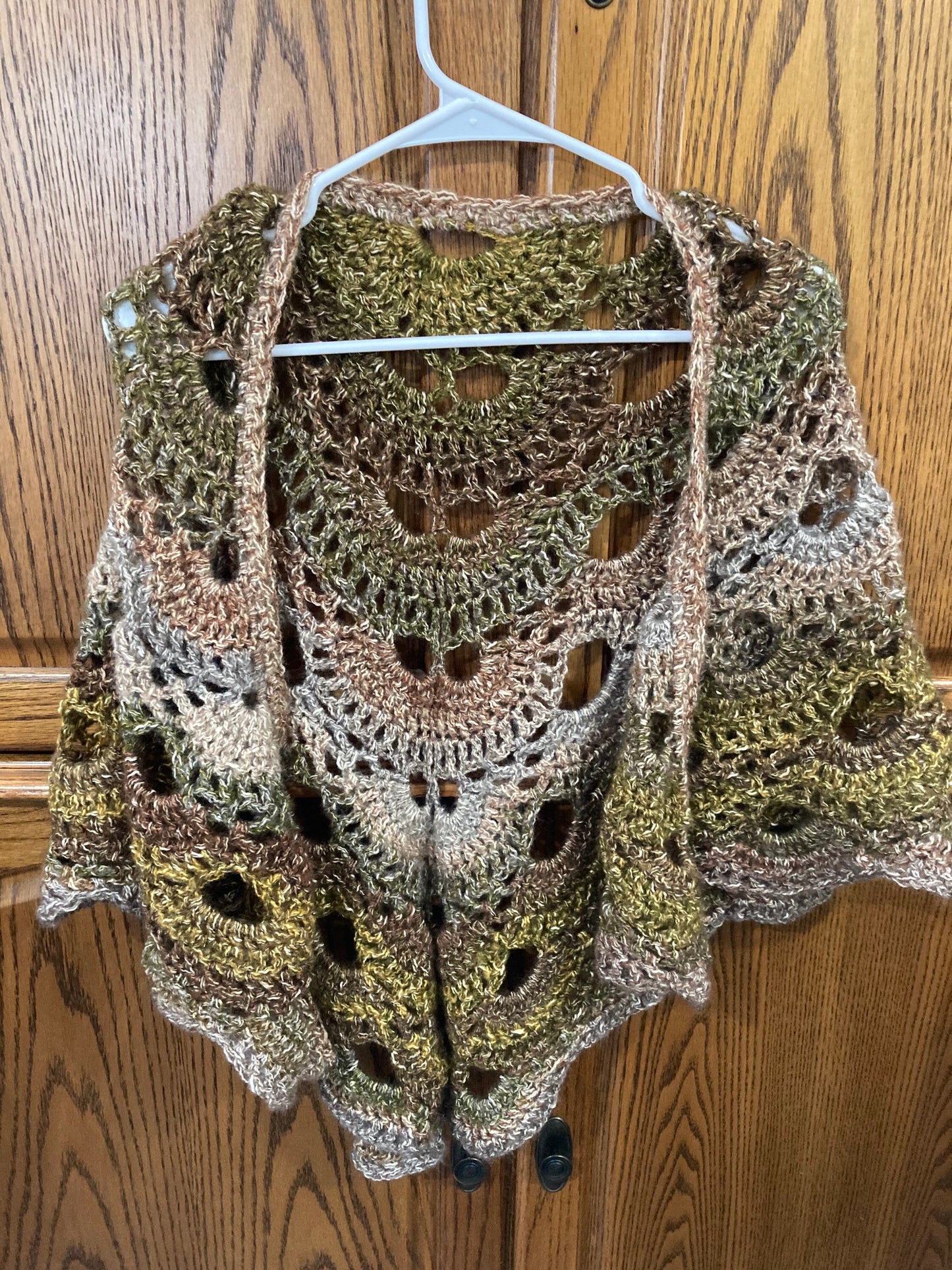 Hand Crocheted Autumn Peaceful Earth Virus Shawl