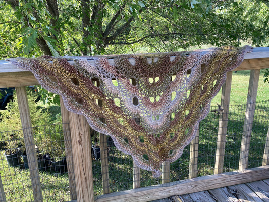 Hand Crocheted Autumn Peaceful Earth Virus Shawl