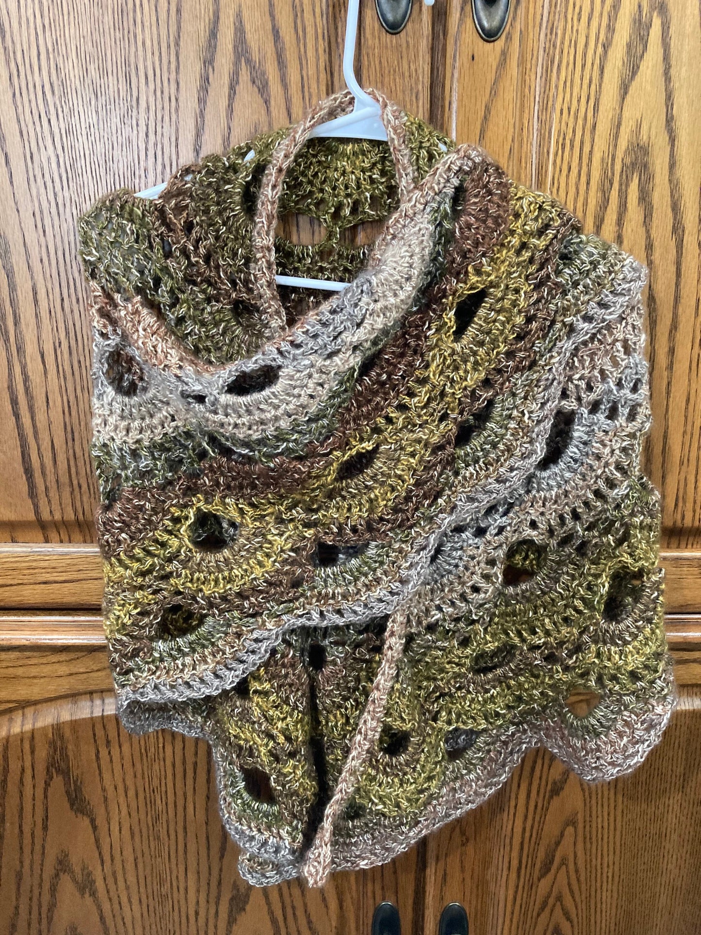Hand Crocheted Autumn Peaceful Earth Virus Shawl